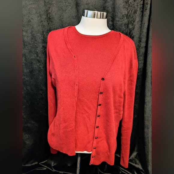 Caslon Red Cardigan- M/L - Picture 2 of 10